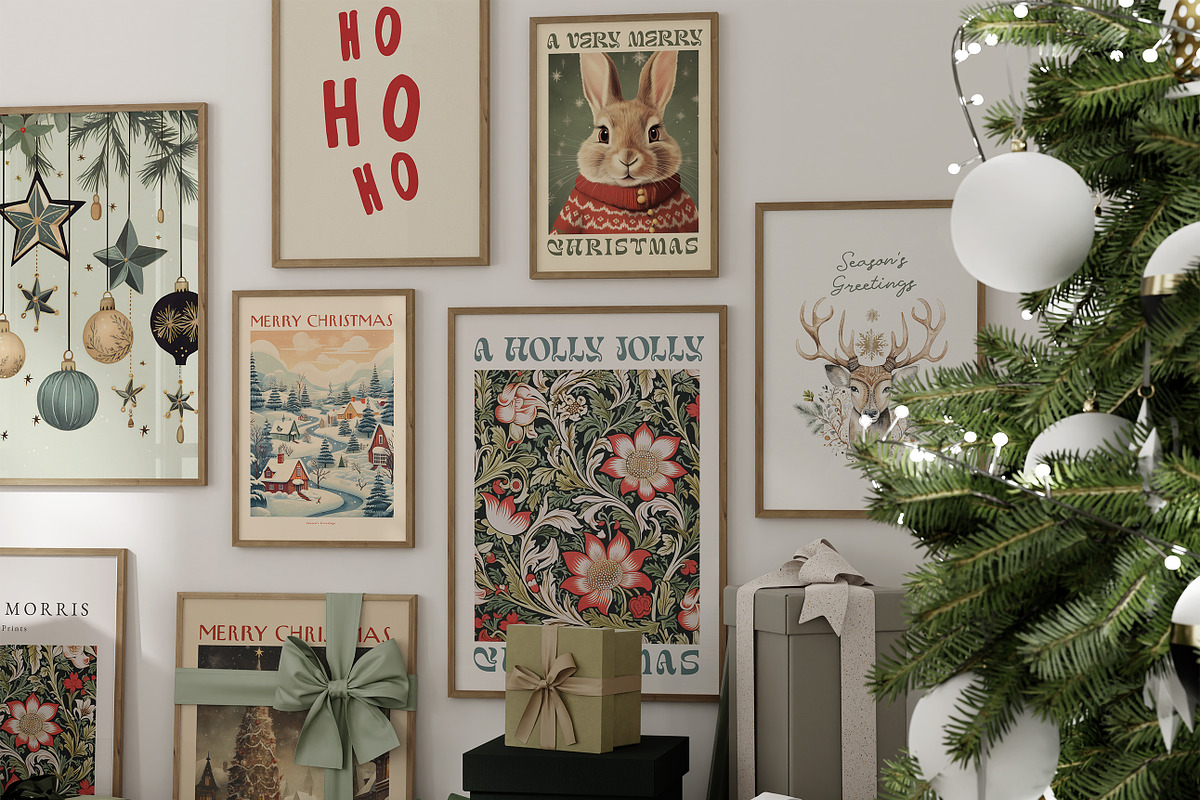 Retro Christmas Prints & Cards, a Background Graphic by Laras Wonderland (Photo 7 of 11)