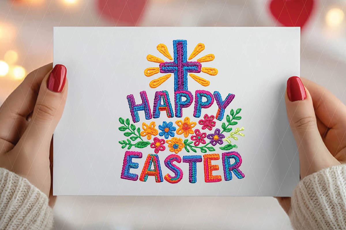 Happy Easter Embroidered Patch Png, an Illustration by DreamPrint404 (Photo 4 of 7)