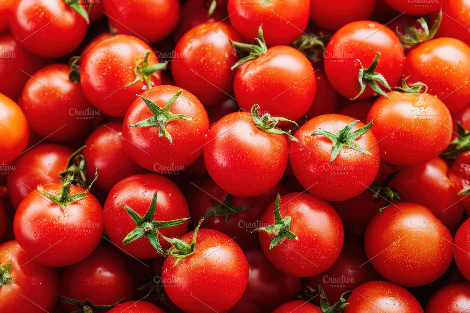 Background of ripe and red tomato cherry, a Food & Drink Photo by AlyaAnd