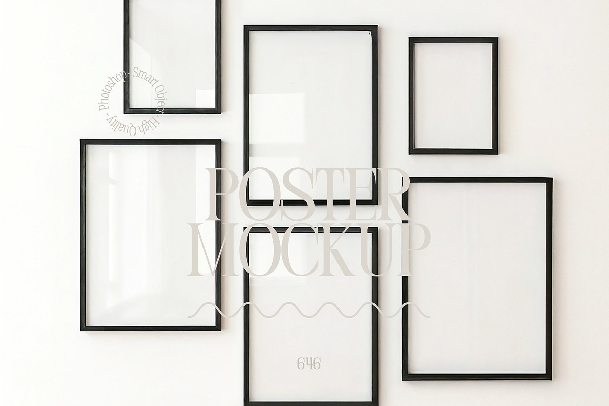 Six Gallery Frame Mockup In Black, a Mockup by First Impression Mockups (Photo 1 of 4)