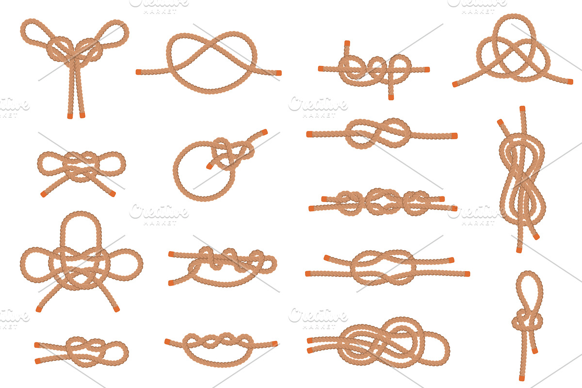 Rope knots. Brown twine loops, an Object Illustration by Vectorbuum