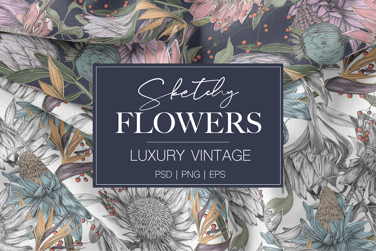 Luxury Sketchy Floral Vintage, a Pattern Graphic by Alisa Fimen Design (Photo 1 of 11)