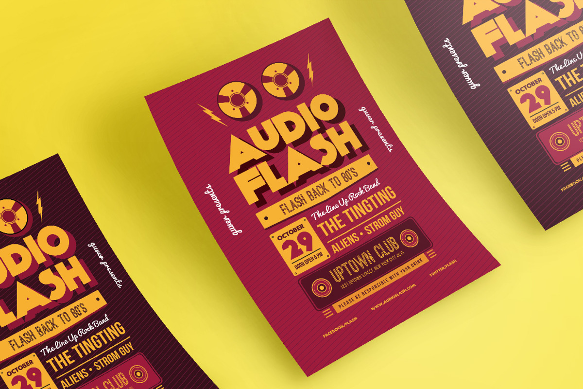 Audio Flash Music Flyer, a Flyer Template by Guuver
