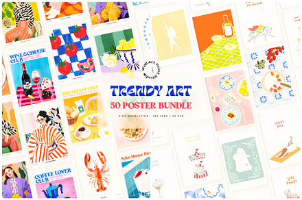 Trendy Art  Bundle 1, a Graphic by Wall Art Print Studio