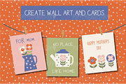 Mum Tea set, paper and clipart pack, a Food Illustration by Poppymoondesign (Thumbnail 2 of 7)