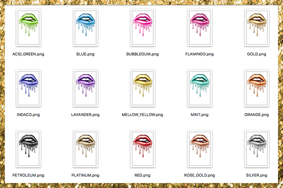Dripping Lips Png Cliparts, a Decorative Illustration by The GG Shop (Photo 3 of 7)