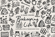 Bee Clipart, Beekeeping Doodles, an Object Illustration by The October Creative (Thumbnail 1 of 6)