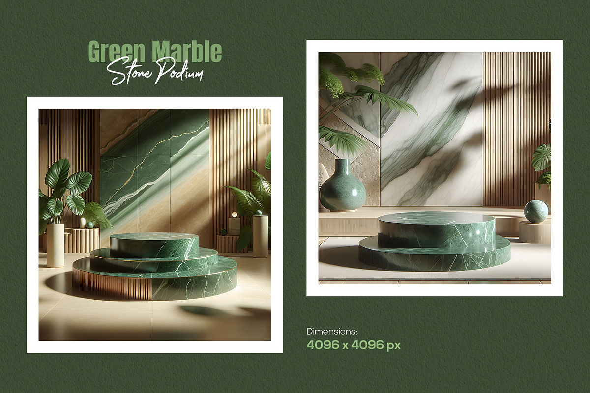 20 Green Marble Stone Podium Bundle, a Background Photo by zahidhossainalif (Photo 4 of 11)