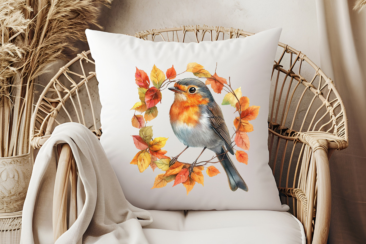 Watercolor Robin Birds Clipart, Fall, an Illustration by Pixels.Craft (Photo 7 of 7)