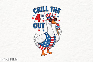 4th of July Goose Patriotic Chill, an Illustration by Watercolor design