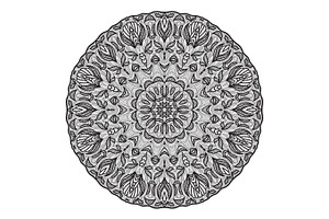 Crazy Mandala Template For Coloring Book, Zendoodle. Round Zentangle. Round Ornament Lace Pattern For Your Design