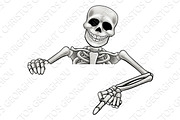 Cartoon Skeleton Pointing Sign, an Illustration by Christos Georghiou