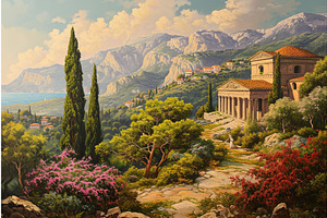 Picturesque Ancient Greece Landscape