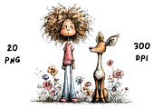 Whimsical Floral Girl & Deer Clipart, an Animal Illustration by GiraffeCreative (Thumbnail 20 of 20)