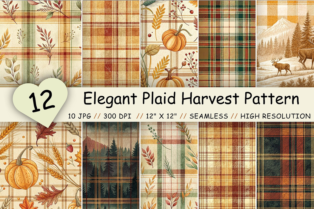 Elegant Plaid Harvest Pattern, a Pattern Graphic by FloridPrintables (Photo 1 of 8)