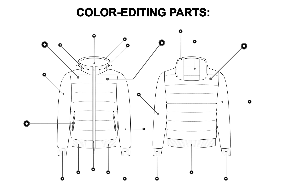 Puffer Zipped Hoodie Vector Mockup, an Apparel Mockup by Infinity Mockups (Photo 4 of 9)