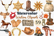 Watercolor Western Clipart Set, an Illustration by CropUp Creative (Thumbnail 1 of 4)