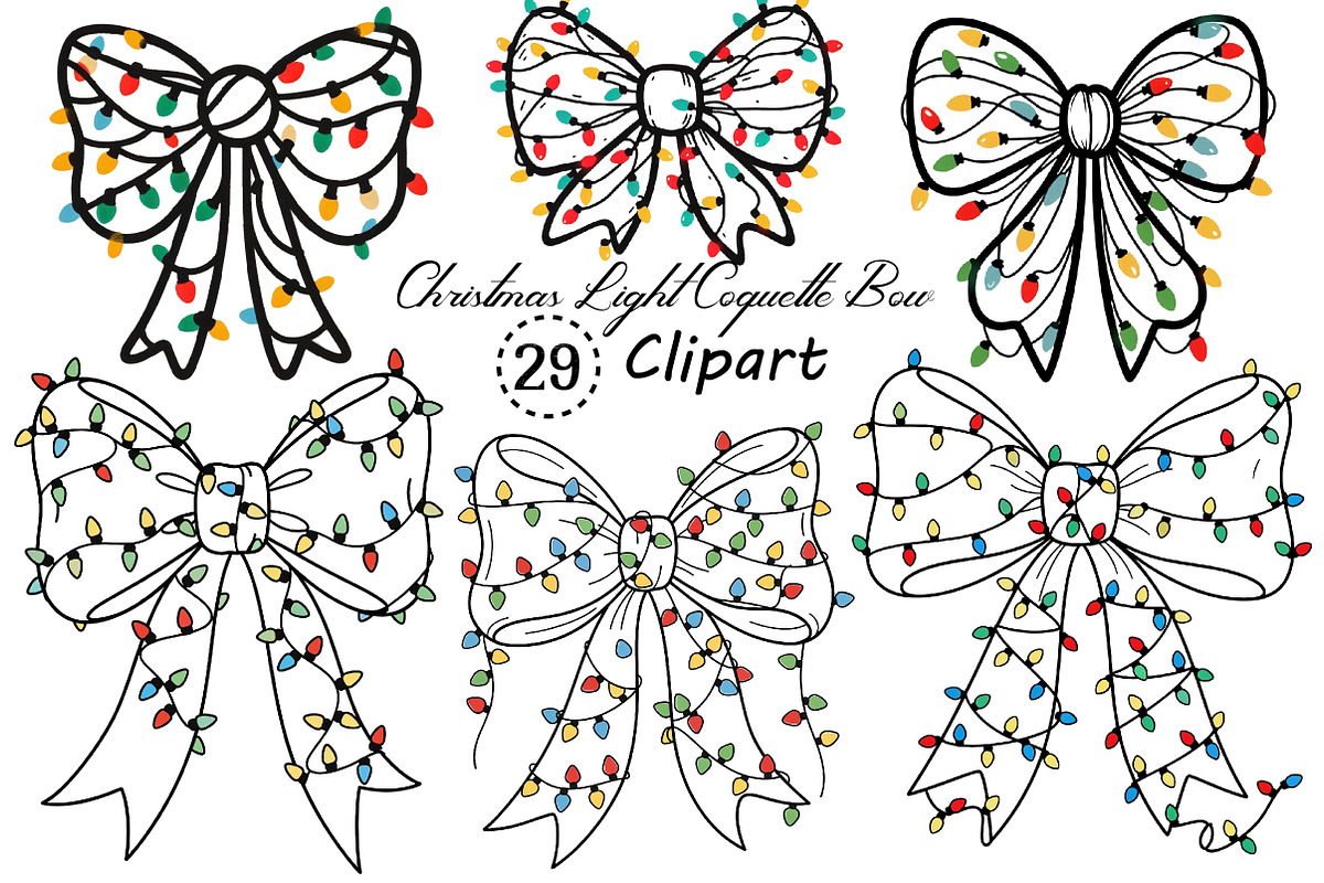 Christmas Light Coquette Bow PNG, an Illustration by Creative Art (Photo 1 of 9)
