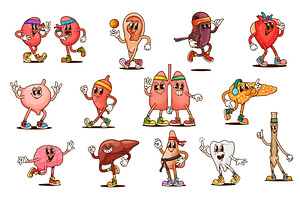 Cartoon groovy body organs, a Healthcare Illustration by Vector Tradition