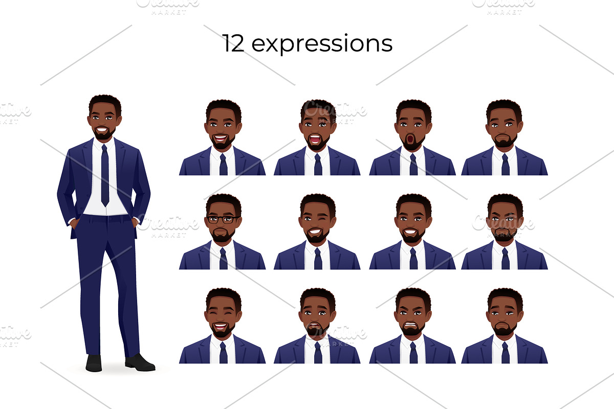 Business African American man kit, a Person Illustration by Volha Hlinskaya (Photo 3 of 6)