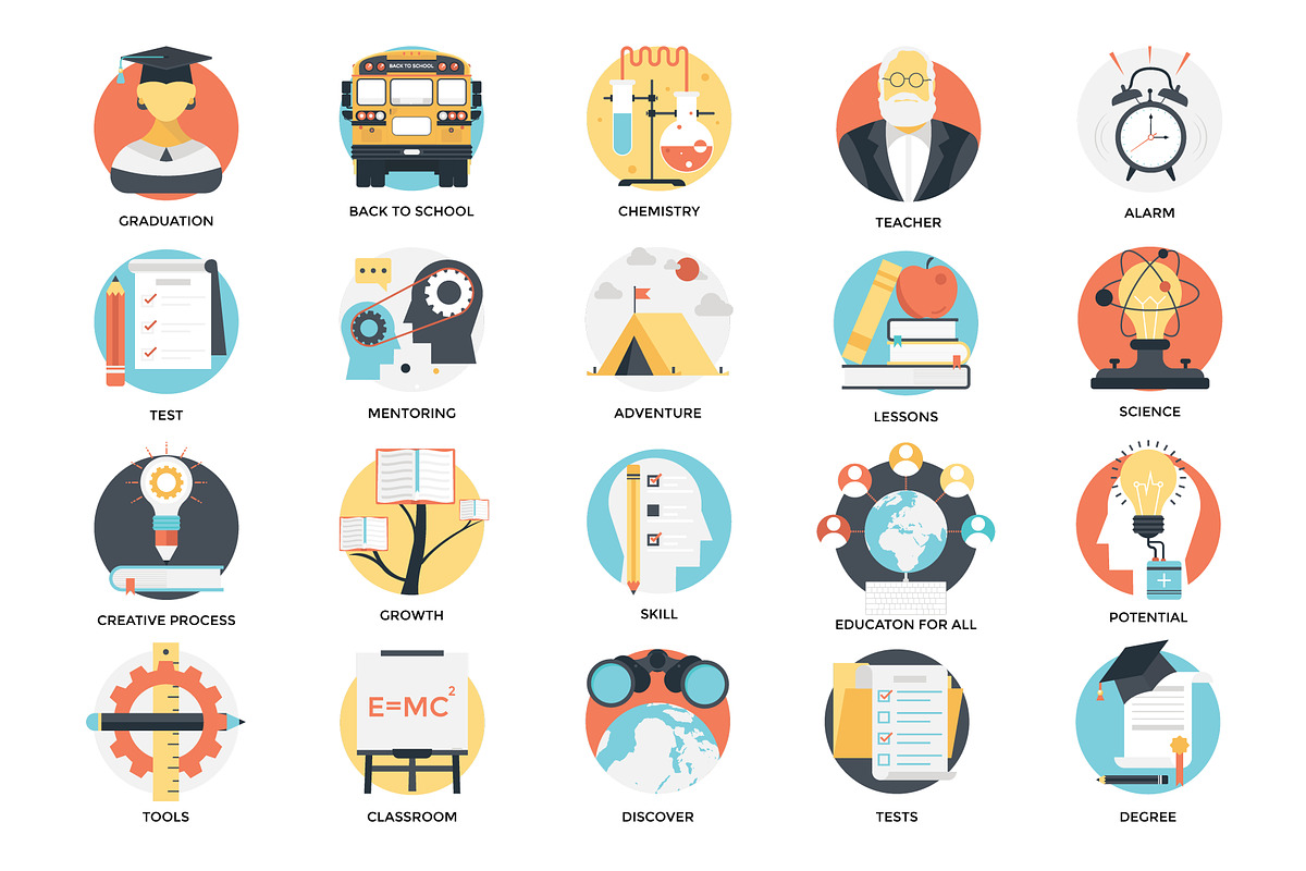 175 Flat Education Icons, a Duotone Icon by Prosymbols (Photo 7 of 10)