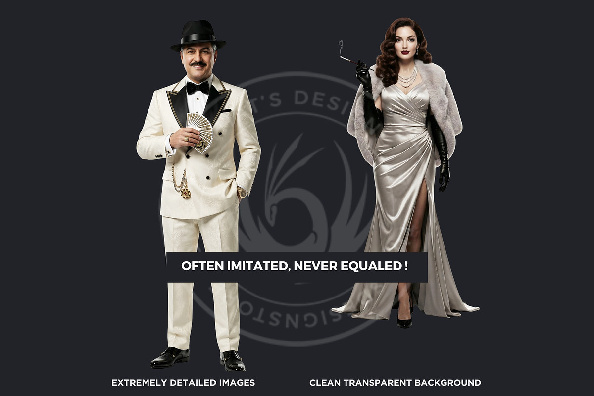 Noir Movie Characters Cliparts, a Decorative Illustration by ThatsDesignArt (Photo 3 of 11)