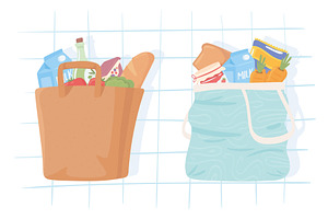 groceries food in bags, a Food Illustration by studiogstock