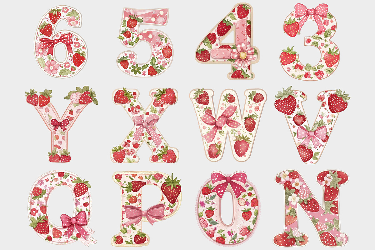 Strawberry Alphabet Clipart, a Seasonal Illustration by Design Market (Photo 3 of 5)