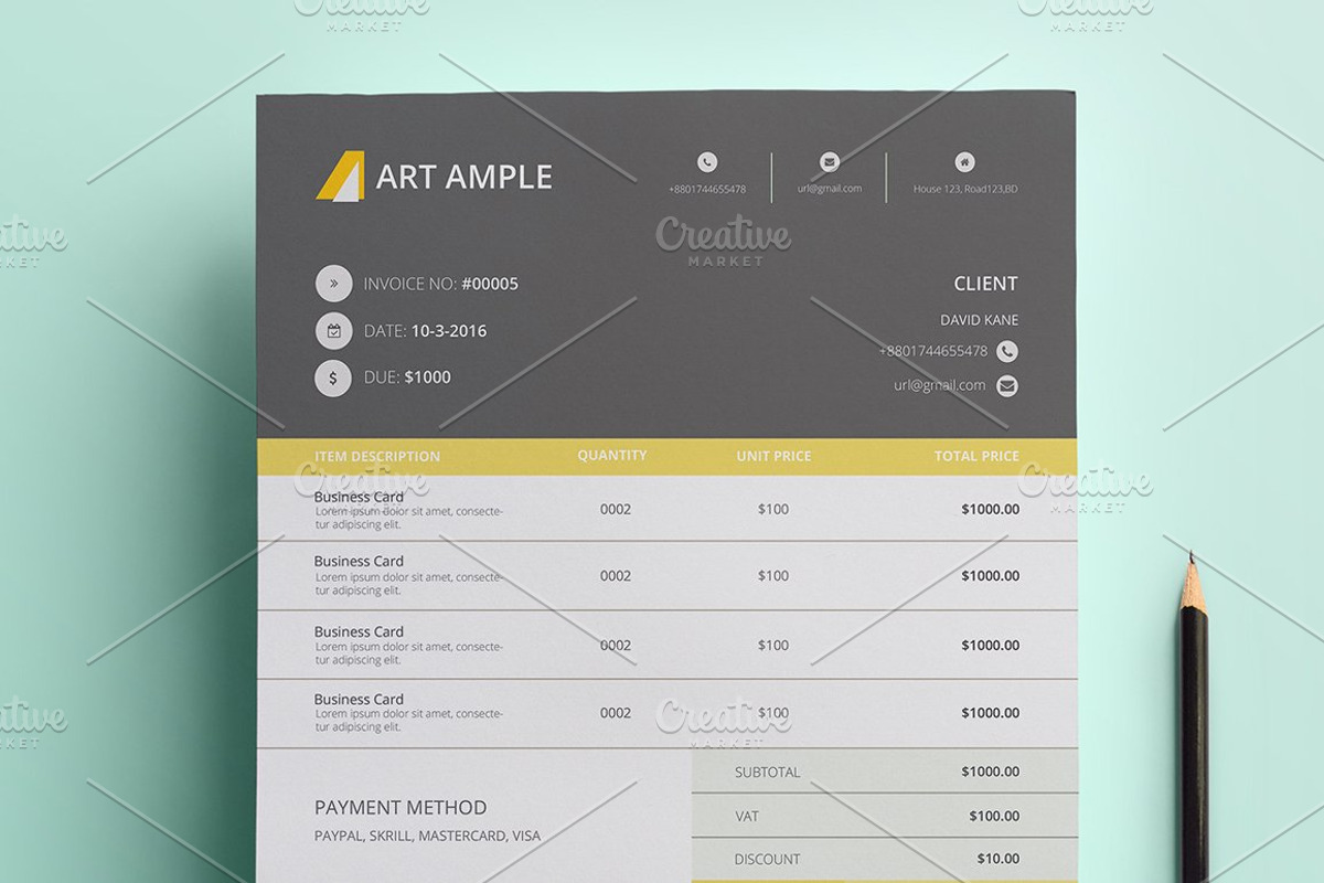 Invoice template word, a Stationery Template by art_ample (Photo 2 of 3)