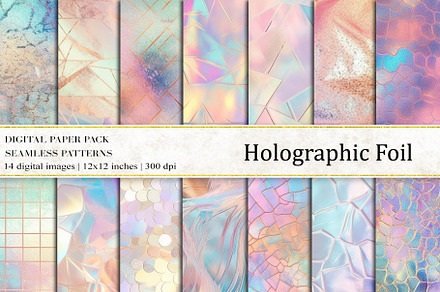 Holographic Foil Digital Papers, a Background Graphic by BonaDesigns