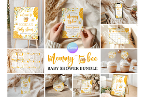 Mommy to Bee Baby Shower Bundle, a Templates & Theme by VeliusCreativeStudio