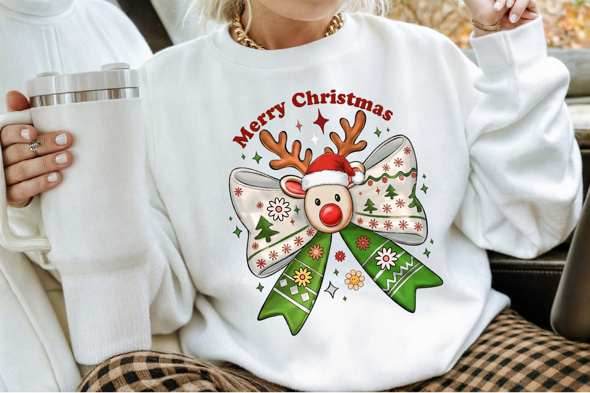 Merry Christmas Deer With Bow PNG, an Illustration by Sublimation Artist (Photo 7 of 9)