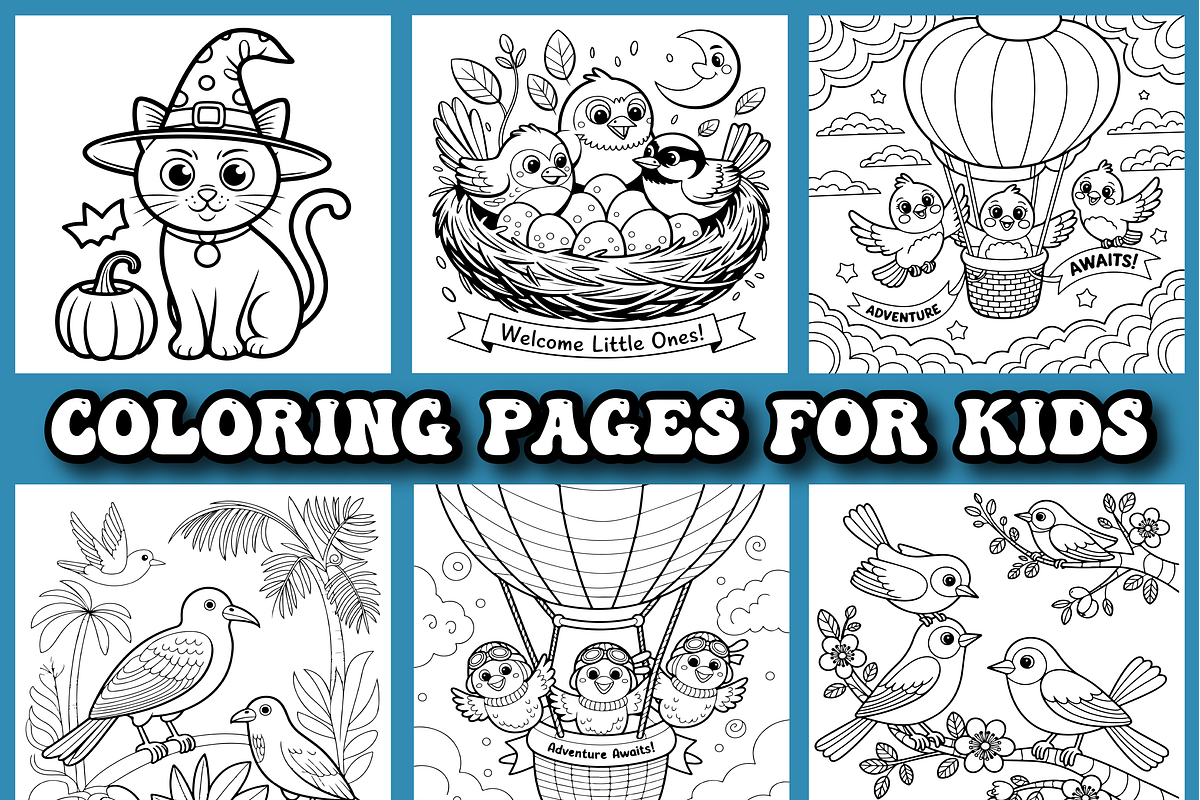 Cute Bird Coloring Pages For Kids, an Animal Illustration by Printable Design Store (Photo 3 of 4)