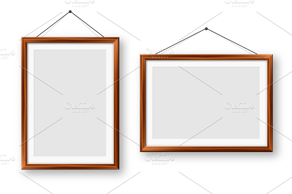 Realistic blank wooden picture, an Illustration by 32pixels