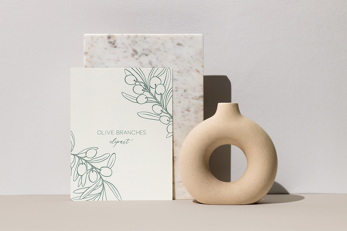 Line Art Olive Branches Clipart, an Object Graphic by ElenKoss (Photo 7 of 10)