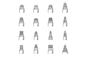 Wire and electric cable icons, a Technology Illustration by Vector Tradition