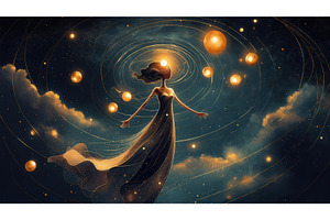 Ethereal woman in flowing dress, an Illustration by tilialucida
