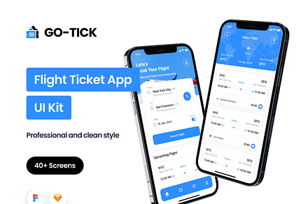 Go-Tick Flight Ticket App, an UI Kit Template by Sans Design