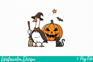 Boo Ghost Goose Png, Halloween Goose, an Illustration by Watercolor design