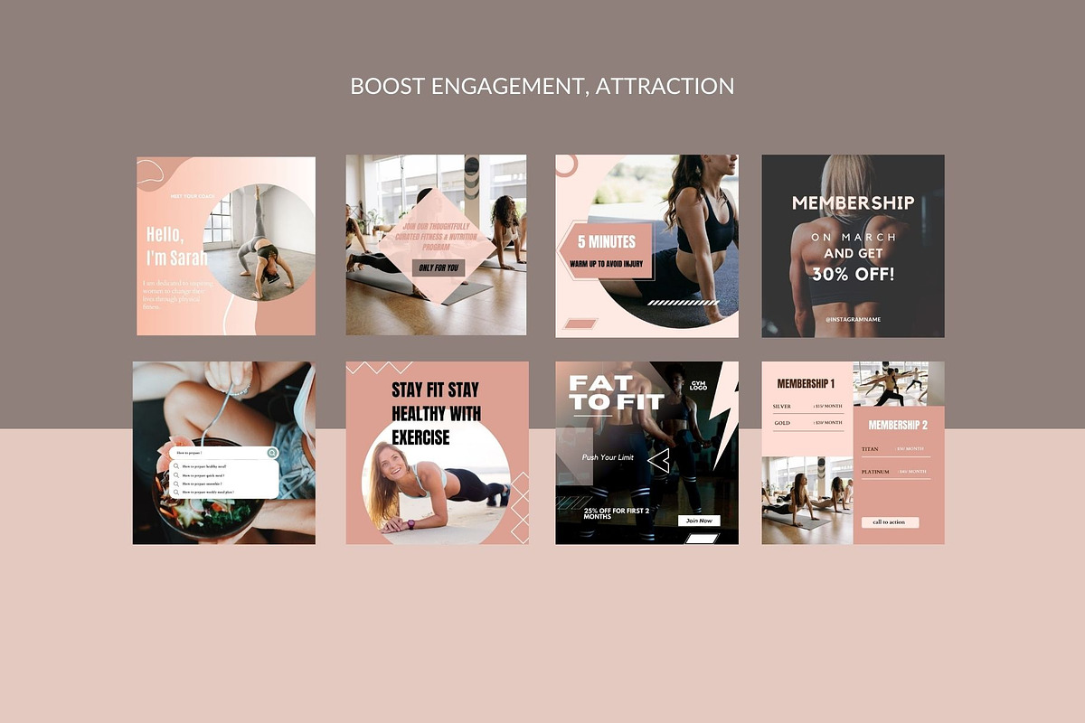 Fitness Coach Instagram Templates, a Social Media Template by Deepa Template Studio (Photo 13 of 18)