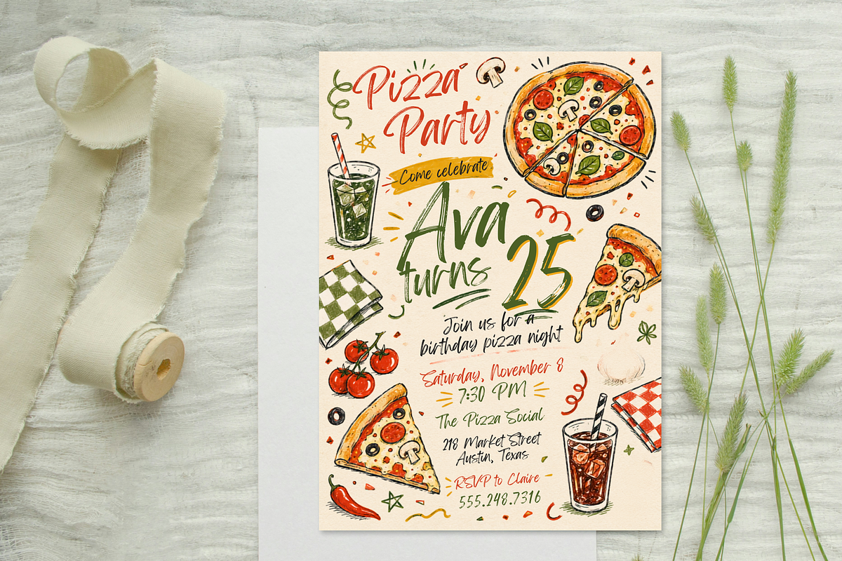 Hand Drawn Adult Birthday Invite, an Invitation Template by heynomi (Photo 1 of 20)