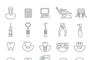 Dental Clinic Services Flat Icons