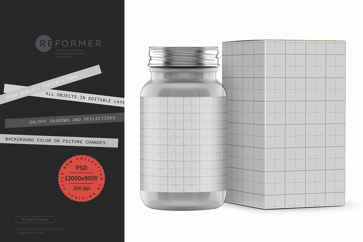 Bottle 45 Pills & Box Mockup, a Packaging Mockup by Reformer Mockup (Photo 5 of 6)