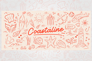 set of coastline summer illustration, an Illustration by lawoel