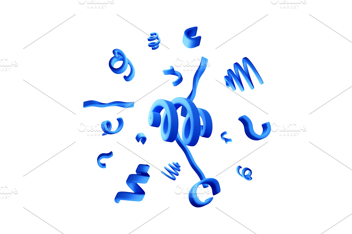 3D Blue confetti streamers in, an Illustration by Abscent