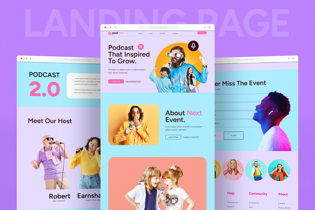 Podcast Music Landing Page, a Landing Page Template by ContestDesign (Photo 1 of 6)