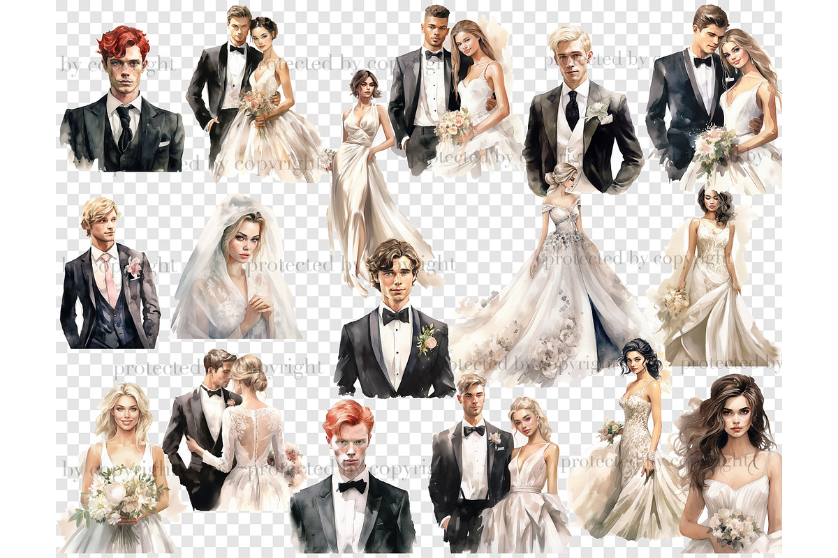 Bride and Groom Clipart, a Person Illustration by GlamArtZhanna (Photo 5 of 5)