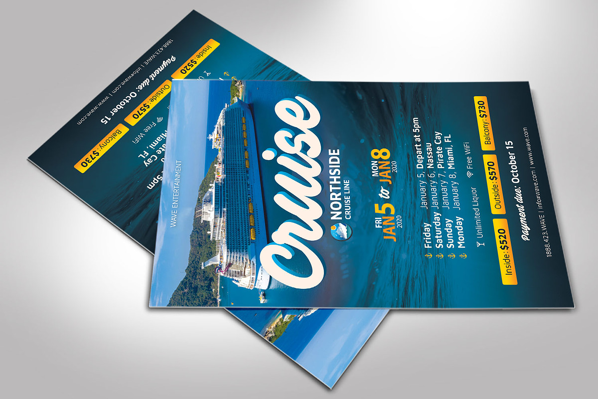 Cruise Flyer Photoshop Template, a Flyer Template by Godserv Designs (Photo 4 of 7)