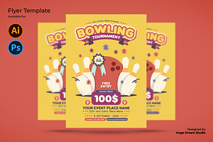 Bowling Tournament Flyer Template, a Flyer Template by Huge Dream Studio