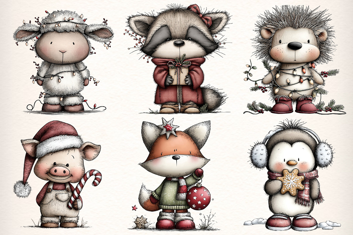 Whimsical Christmas Clipart Bundle, an Illustration by Dream Creation (Photo 2 of 7)